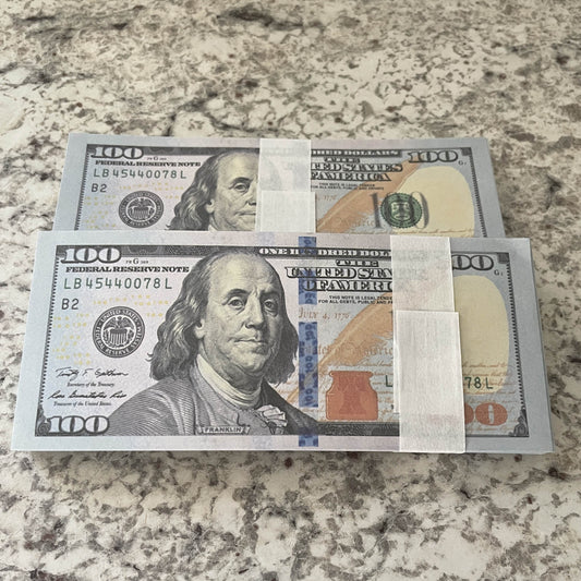 $20,000 Full-Print Prop Cash in $100 Bills